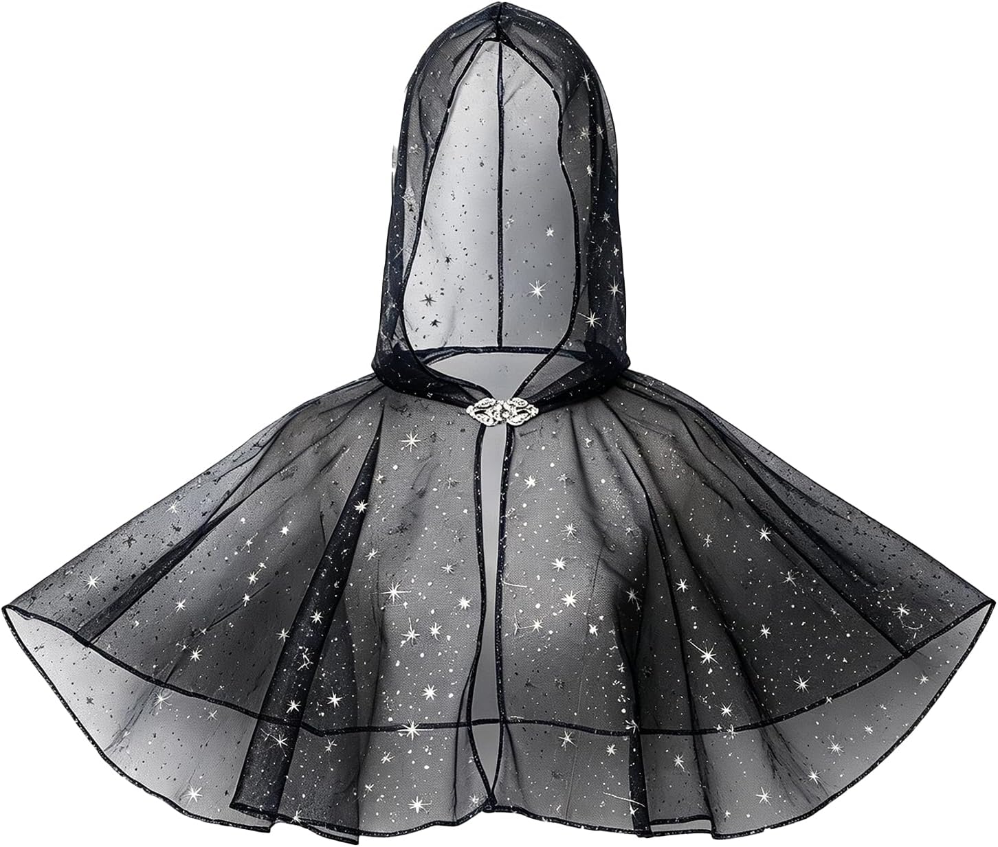 Halloween Short Coat Star Shawl Hooded Poncho Tulle Cape Cloak for Lolita Cosplay Costumes