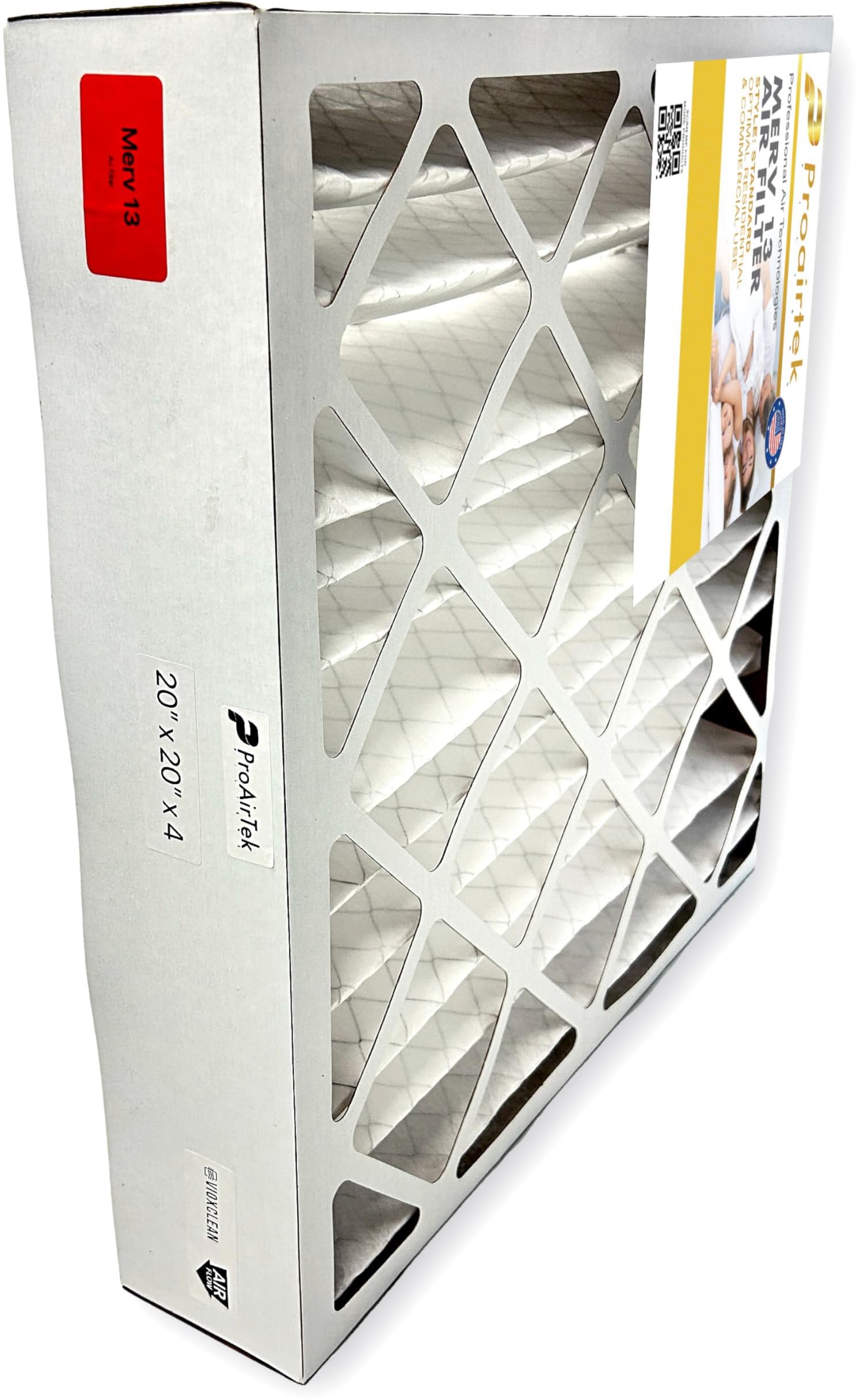 Proairtek AF20204M13SWH - Paquete de 4 filtros de aire, MERV 13, modelo 20 x 20 x 4, ideal para cualquier persona que desee aire limpio y nítido en su hogar, captura partículas microscópicas