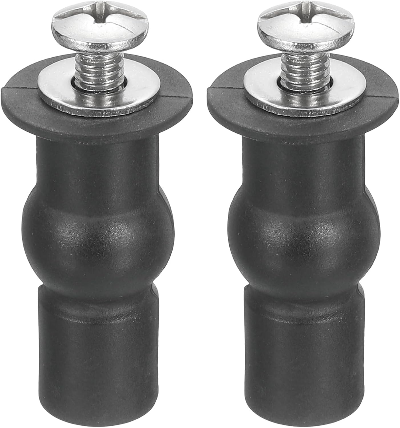 uxcell 2Pcs Toilet Seat Hinge Screw, Stainless Steel & Rubber, Black, Universal Toilet Seat Screws with 20mm Gasket for Replacement Parts