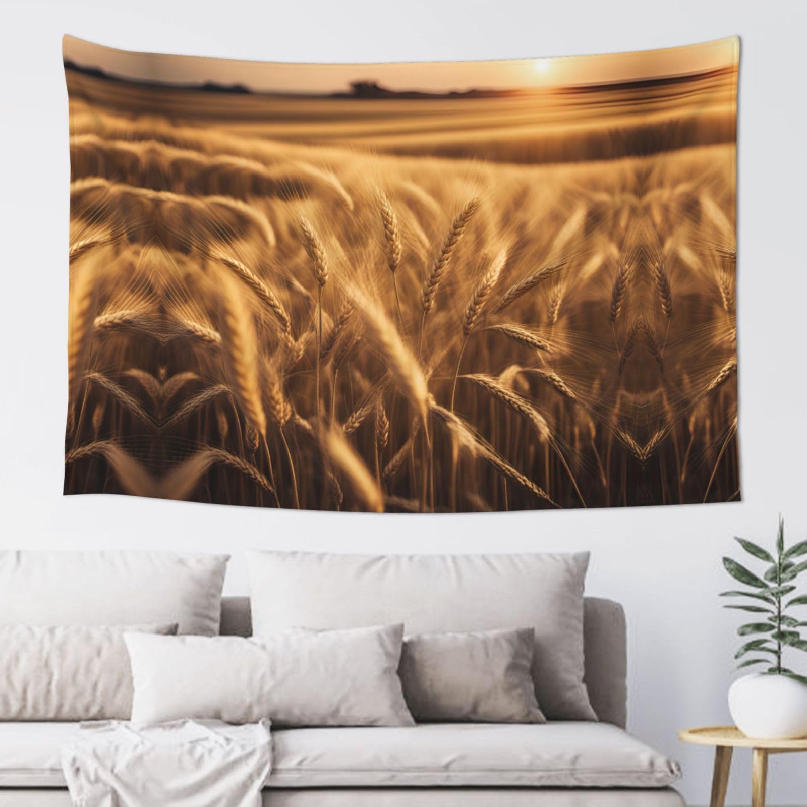 UVBDF Wheat Field Printed Wall Hanging Sign, Vibrant Art Tapestry For Spring Festival And Seasonal Display