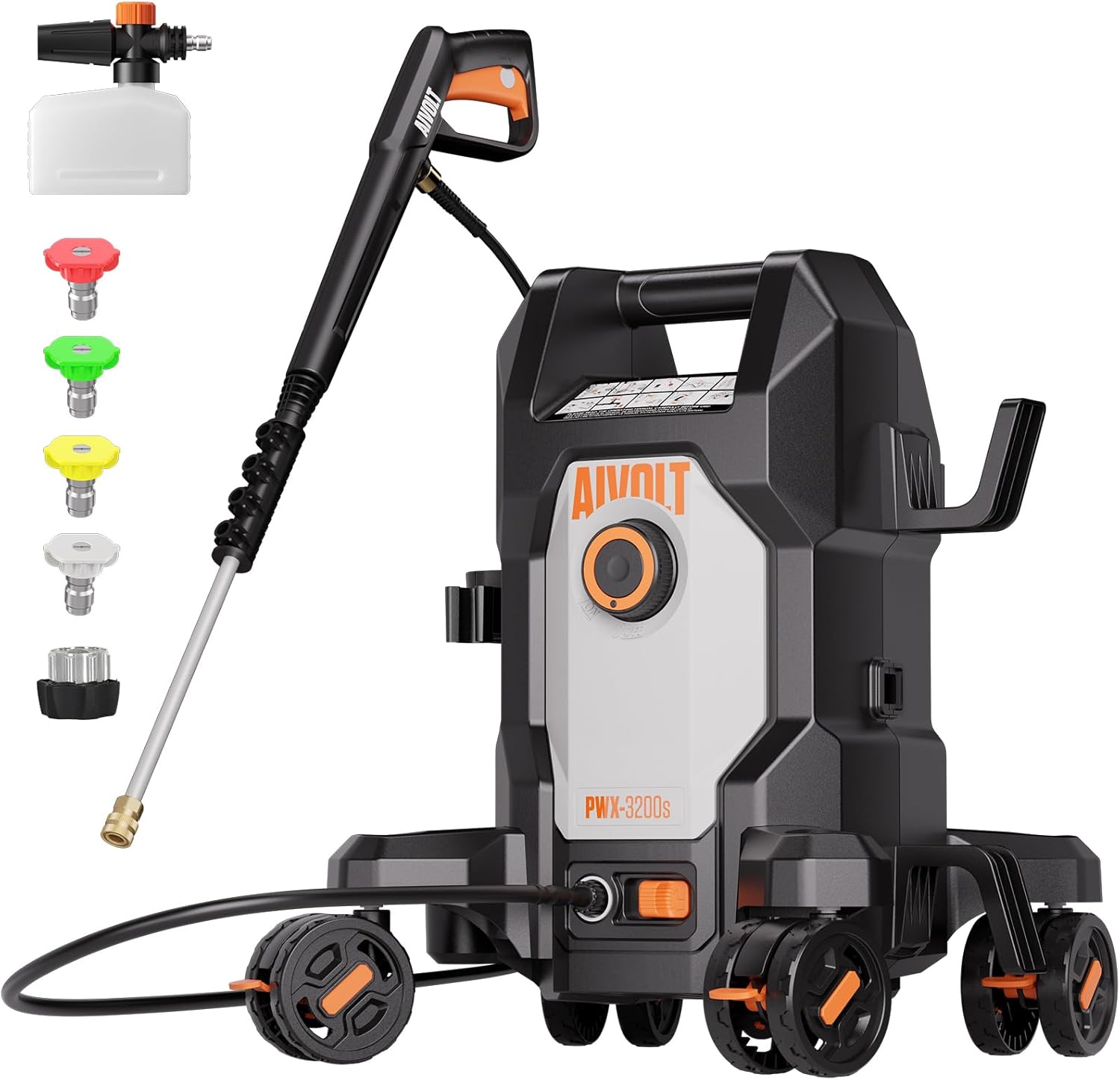 AIVOLT Pressure Washer, Power Washer with 4 Quick Connect Nozzles, High Pressure Cleaning Machine with Foam Cannon for Cars/Fences/Driveways/Patios/Home Cleaning