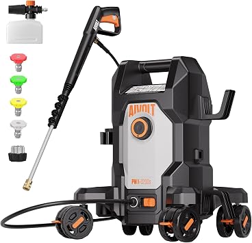 AIVOLT 4800PSI Electric Pressure Washer, Portable Power Washer with Anti-Tipping 4-Wheel Design, 36FT Cable & 25FT Hose, 4 Nozzles, Soap Tank for Cars, Driveways, Fences, Patios & Home