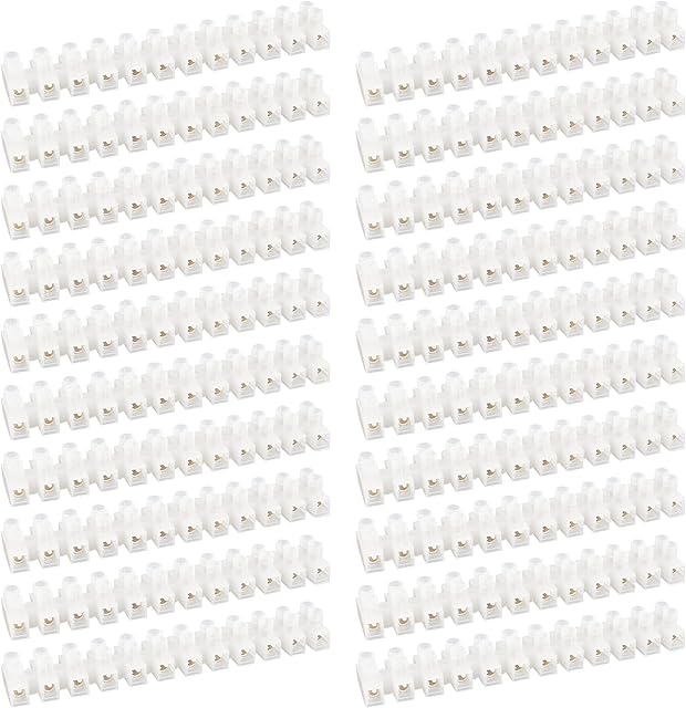 Iyowei 20 Pack Clear Electrical Terminal Blocks, 10A 12 Position Wire Connector Electrical Connector Blocks Dual Rows Screw Terminal Strip Connector for Lamps,Household Appliances, LED Strip Light