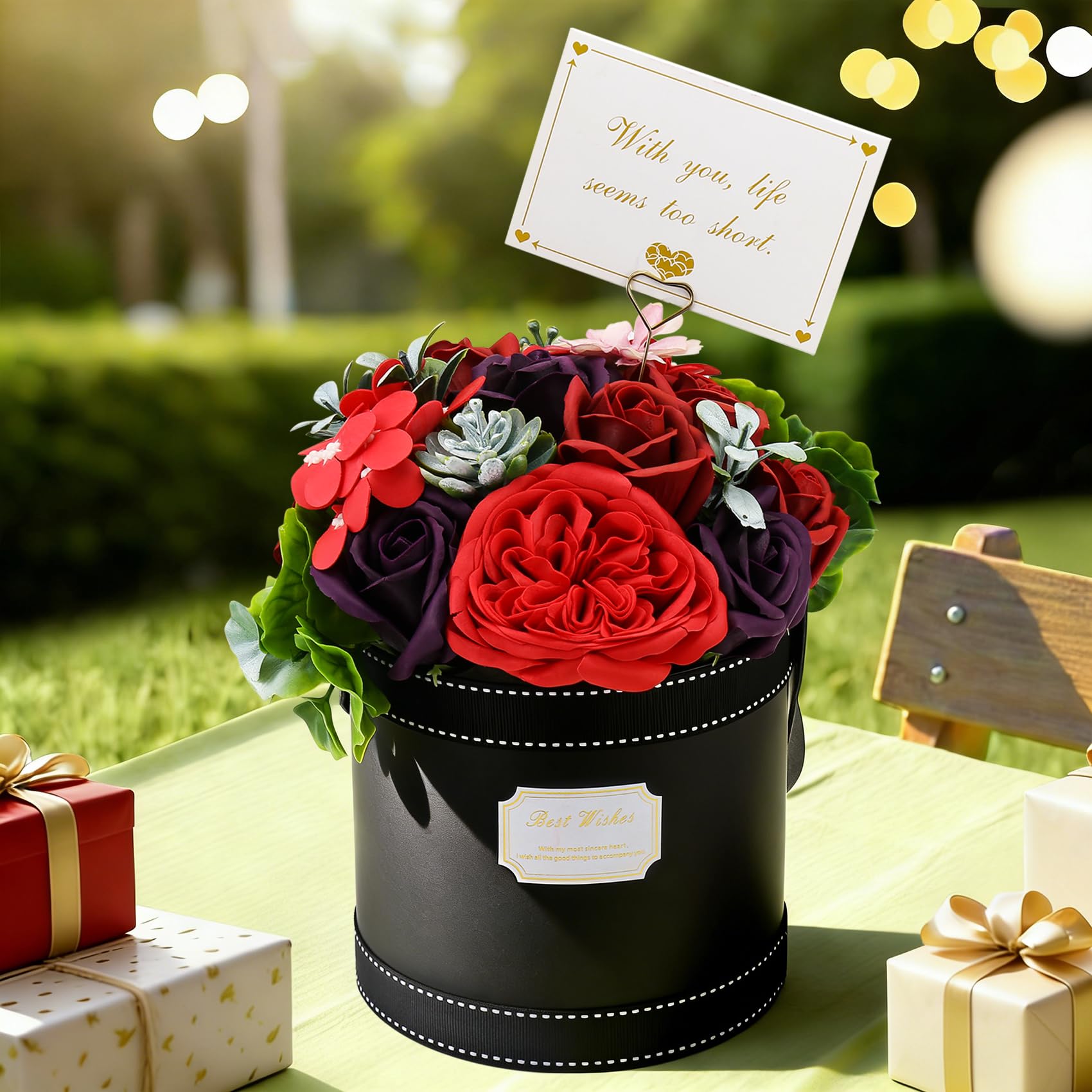Yocdunm Soap Flower Bouquet,Birthday Gifts for Women, Rose and Carnation Mothers Day Flowers Valentine Flowers for Her and Flower Bouquet For Your Loved