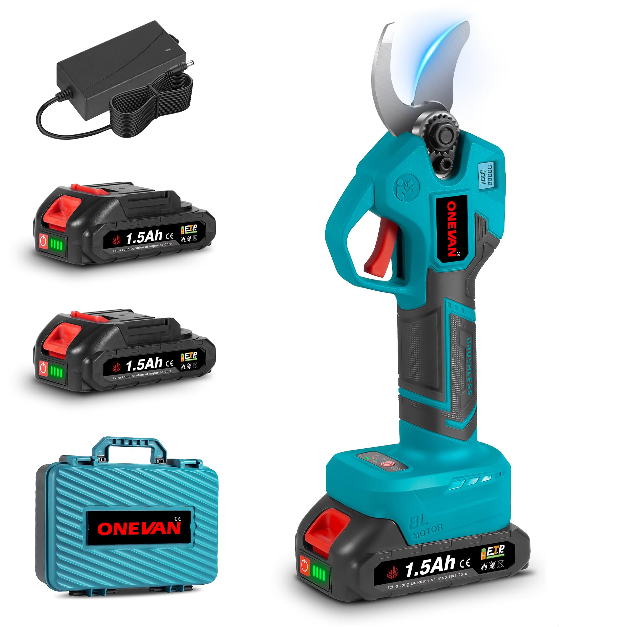 ONEVAN – Sécateur électrique Sans Balais, 55MM, 2 Vitesses, Branches D'arbres, Outil électrique De Jardin Pour Makita, Broche De Batterie 18V