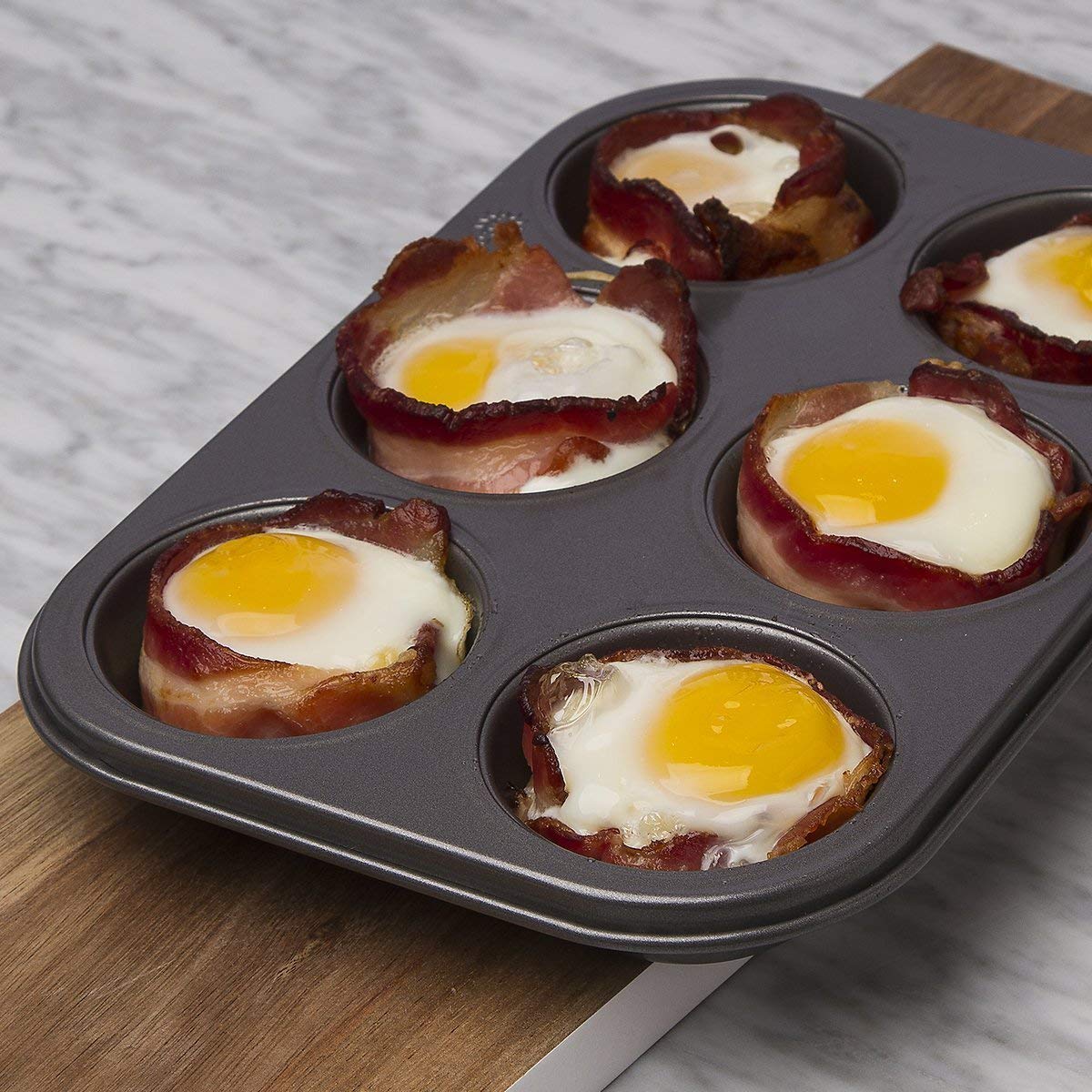 Space Home - Muffin & Cupcake Bakvorm - 6 Holtes - Koolstofstaal met Anti-Aanbaklaag - Set van 2