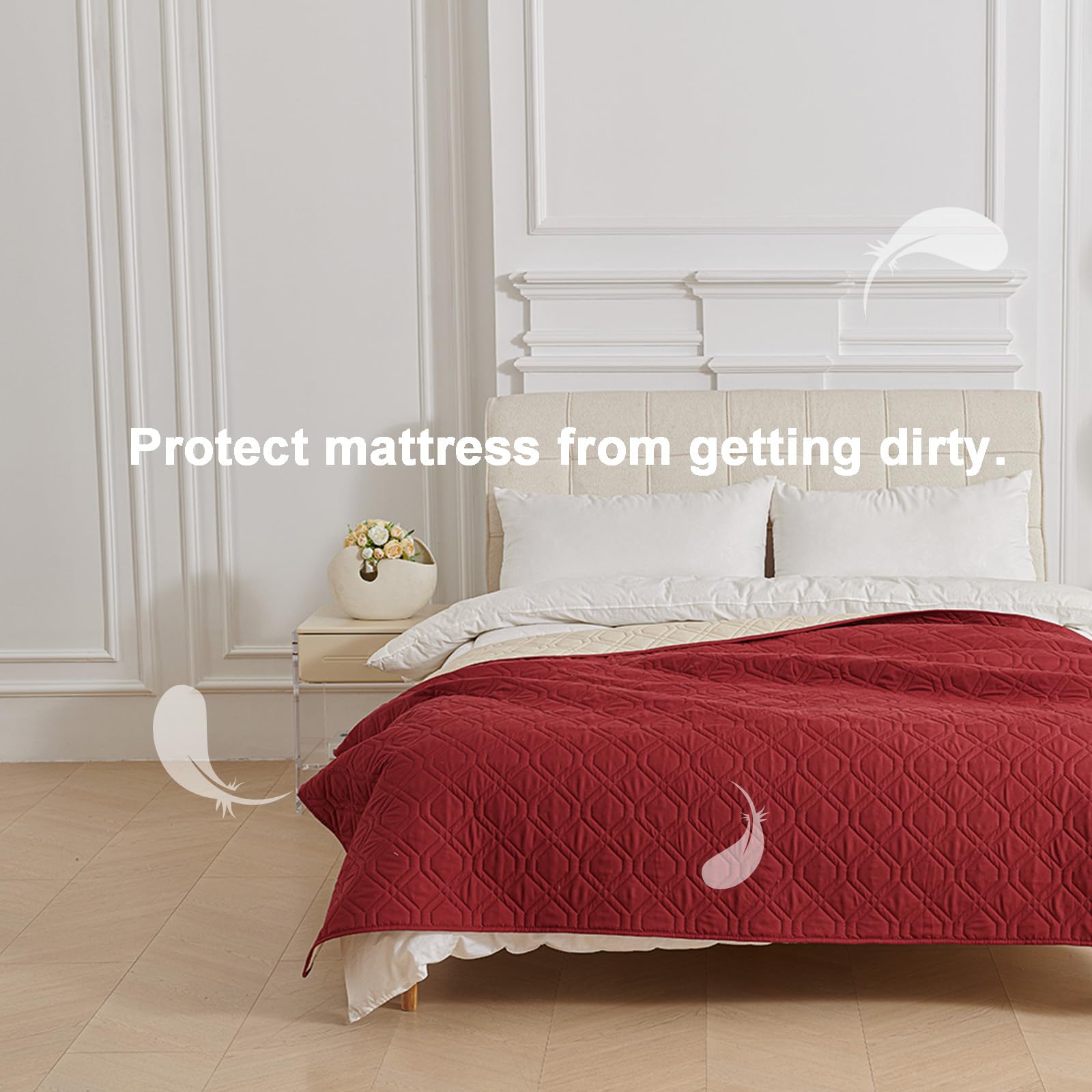 wasserdichte Hundedecke Beidseitig verfügbar und Weich Hundematte schützt Bett und Sofa für großeund kleine Hunde, Schutz für Sofa & Bett& Auto (Rot,130x210cm)