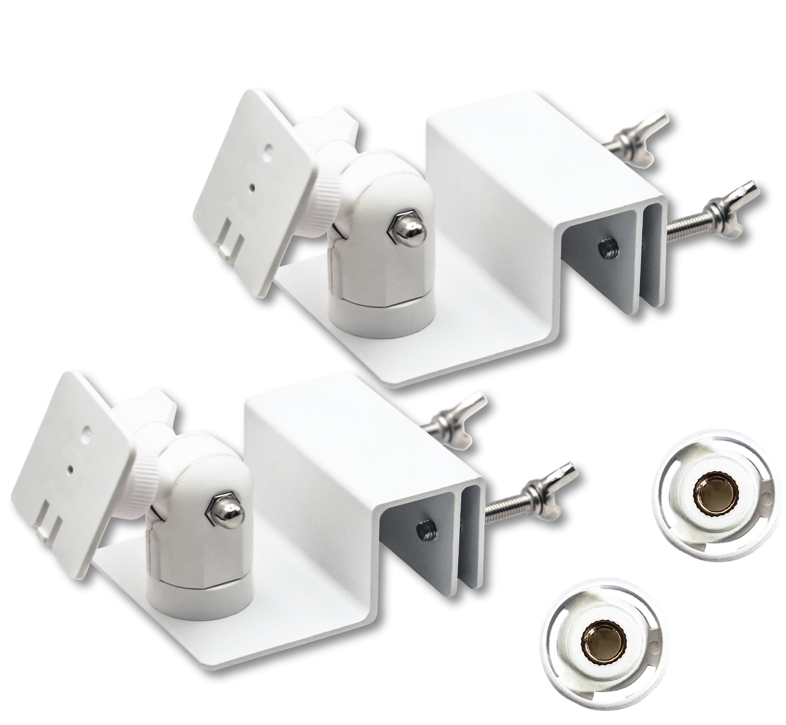 NACETURE Gutter Mount with Dual Adapters for Solar Panel or Camera, Adjustable No-Drill Roof Edge Mount, 360° Rotating Outdoor Bracket, Aluminum Alloy