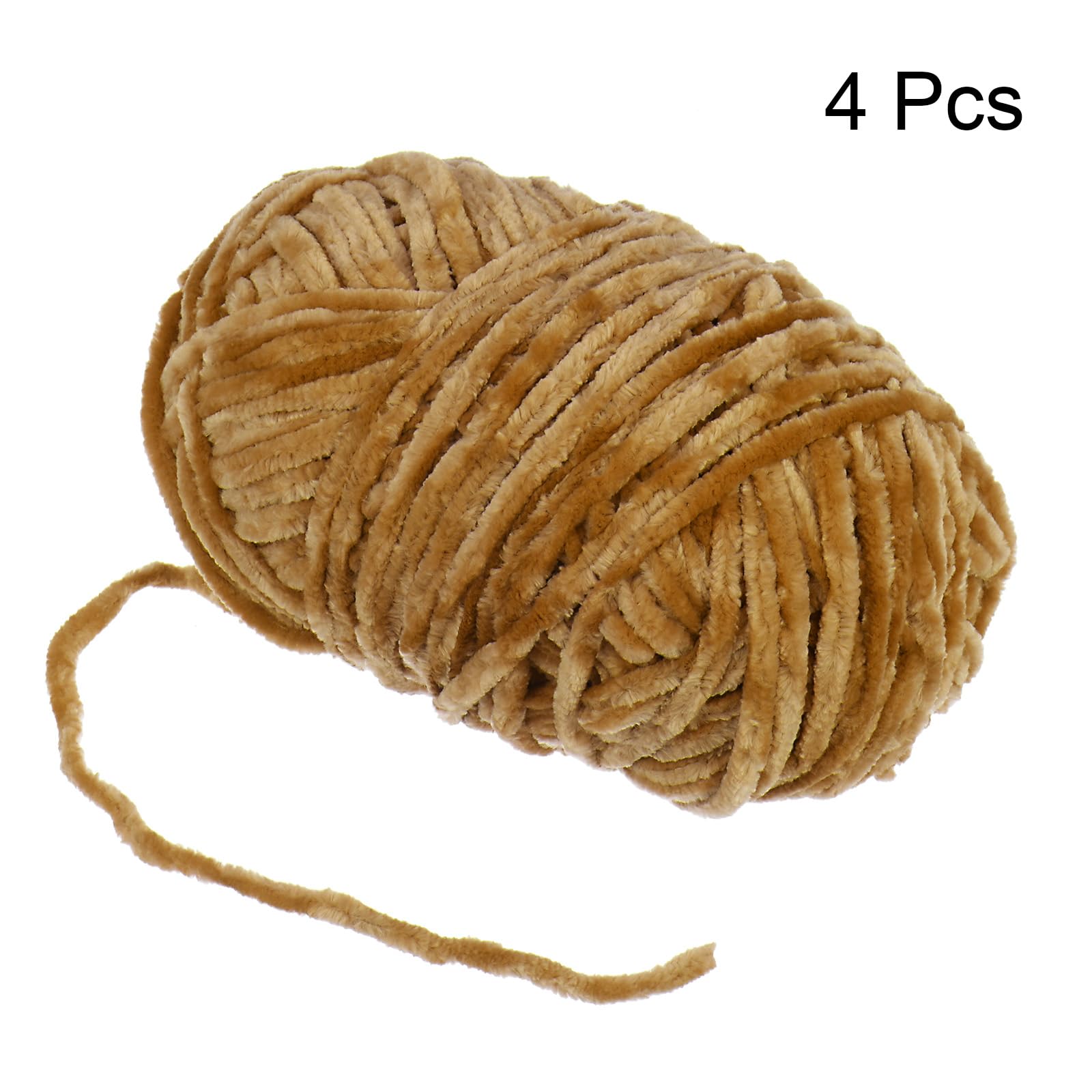 QUARKZMAN 4pz Filato di Velluto Morbido Filato di Chenille 4x100g/14.1oz (347iarde) Filato Soffice e Caldo per Maglia Uncinetto Tessitura Coperte Borse Sciarpe Guanti, Kaki