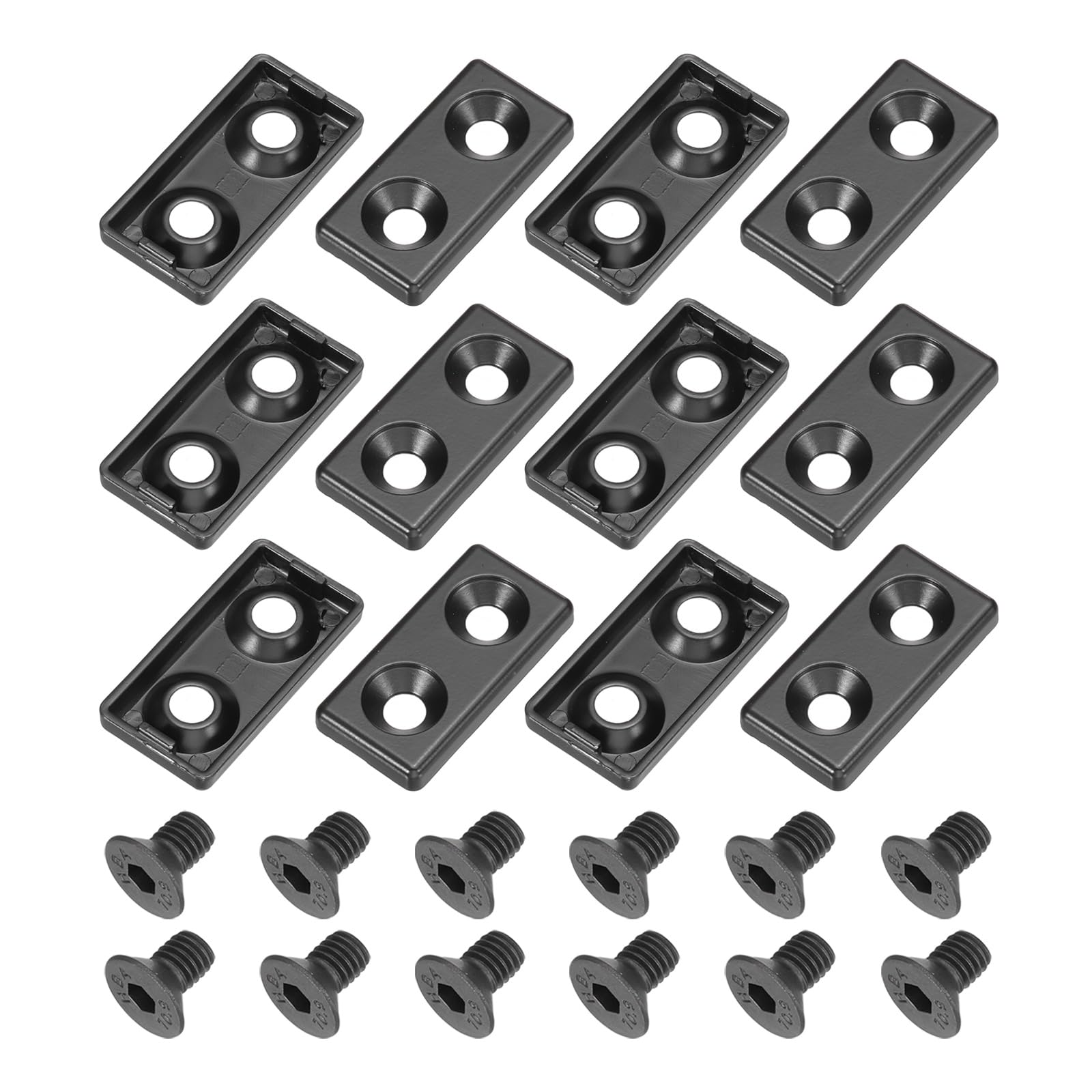sourcing map 12 Pcs 2040 T-Slot 6.5mm Hole Dia Aluminum Extrusion End Cap 40x20mm Black for Fish Tank Rack, Storage Rack with Push-in Fastener