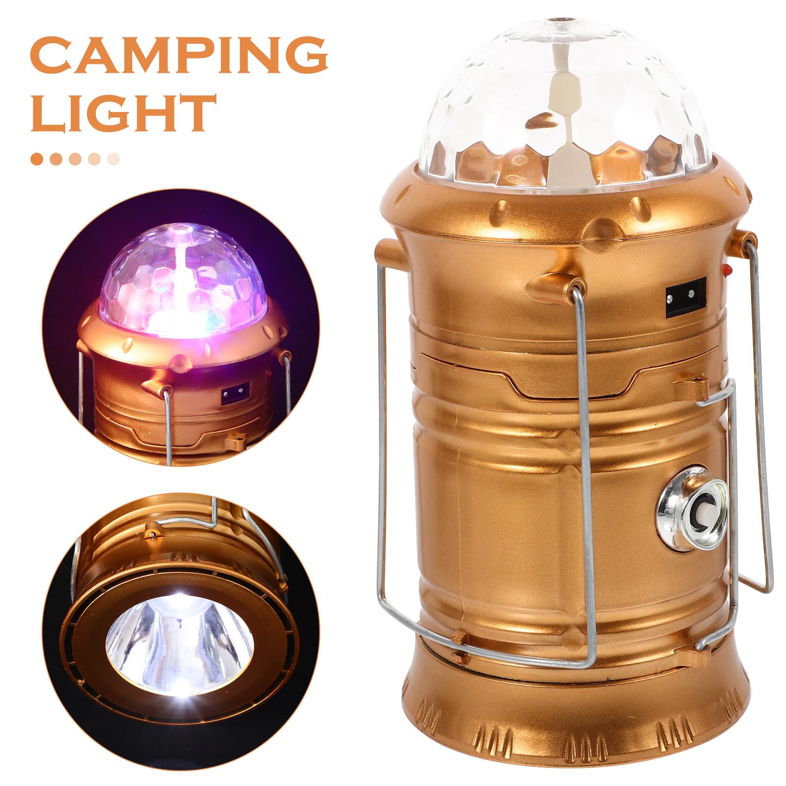 Lámpara LED Recargable para Camping Portátil, Luz de Tienda de Campaña Dorada, Luz de Emergencia Multifuncional para Actividades al Aire Libre y Senderismo