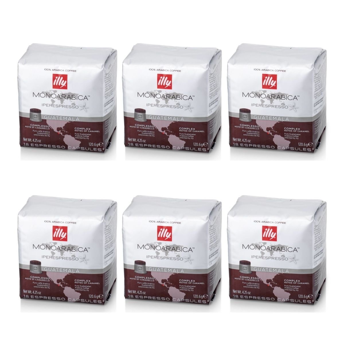 ILLY 6 Packungen Von 18 Monoarabic Guatemala Kapseln