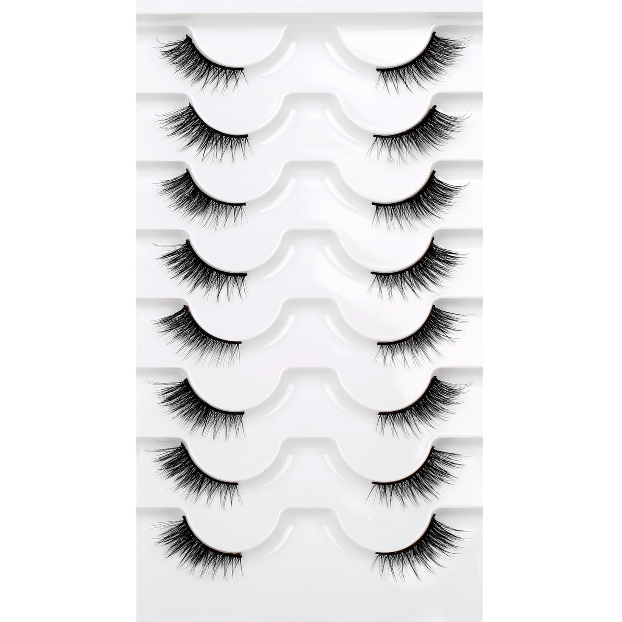 Photo 1 of ***MISSING HALF THE LASHES*** Half Lashes Strips False Eyelashes Fairy Natural Lashes Cat Eye Look Wispy Short Band 3/4 Lashes 8 Pairs Pack Fluffy Volume Small Accent Lash Fake Eyelashes 3D Faux Mink Lashes Extensions