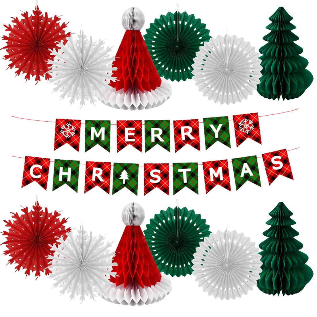 YBCCBY 13 Pack Christmas Decorations Party Banner Set, Paper Christmas Decora...