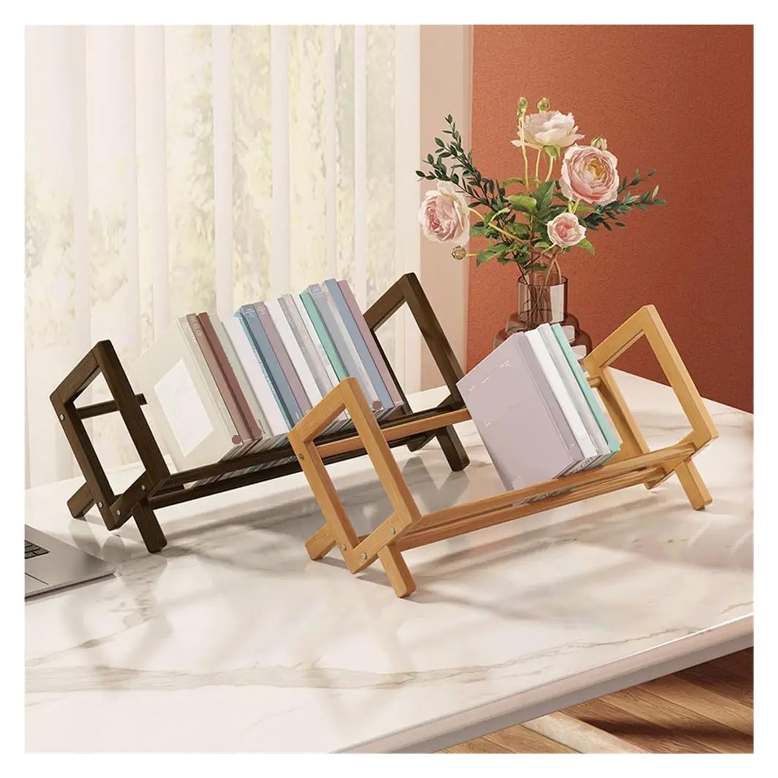 Libreria da scrivania – 50 cm giallo ufficio Storage nizer per libri e riviste – libreria da scrivania economica per studenti – ideale per uso domestico e ufficio