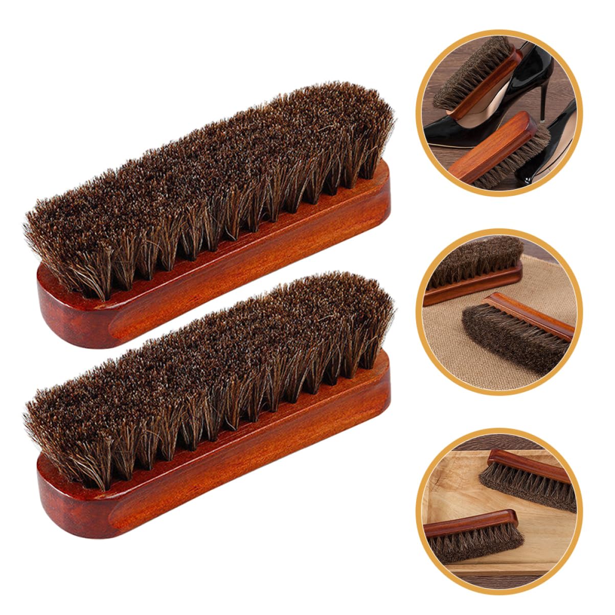 BESPORTBLE Cepillo De Madera para Pelo De Caballo Cepillo Limpiador para Zapatos Cepillo De Limpieza Kit De Limpieza De Zapatos De Cuero Cepillo para Ropa De Pelo De 2 Piezas x 4
