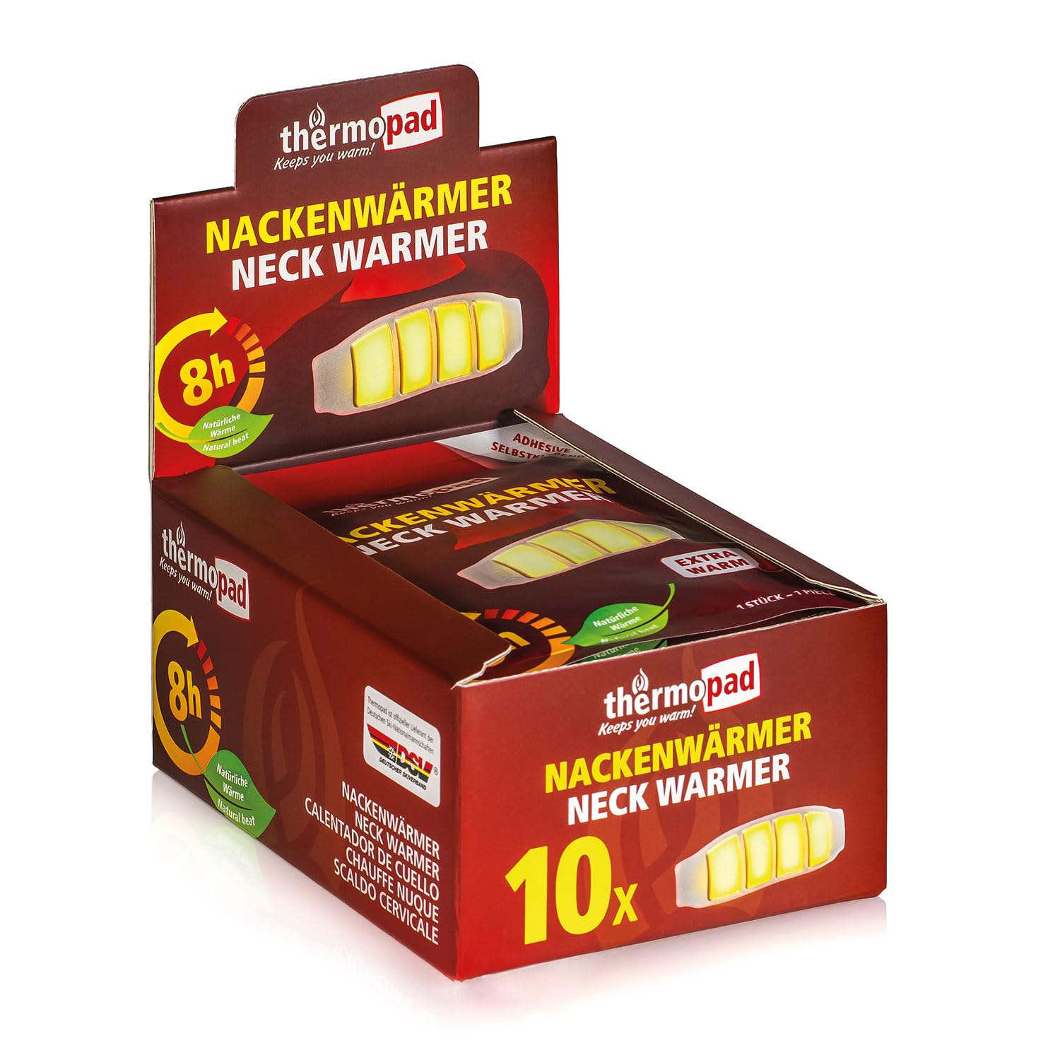 THERMOPAD Nackenwärmer – DAS ORIGINAL: 10x Wärmepflaster für 8 Stunden Wärme I Sofort einsatzbereite Wärmeauflage mit extra warmen Heatpads – Heizkissen als Schulterwärmer oder Nierenwärmer