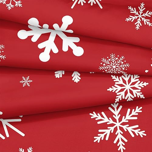 Miniatura 6 de Juego de edredón navideño con copo de nieve, juego de edredón impreso en blanco y rojo, juego de ropa de cama navideña con diseño festivo de