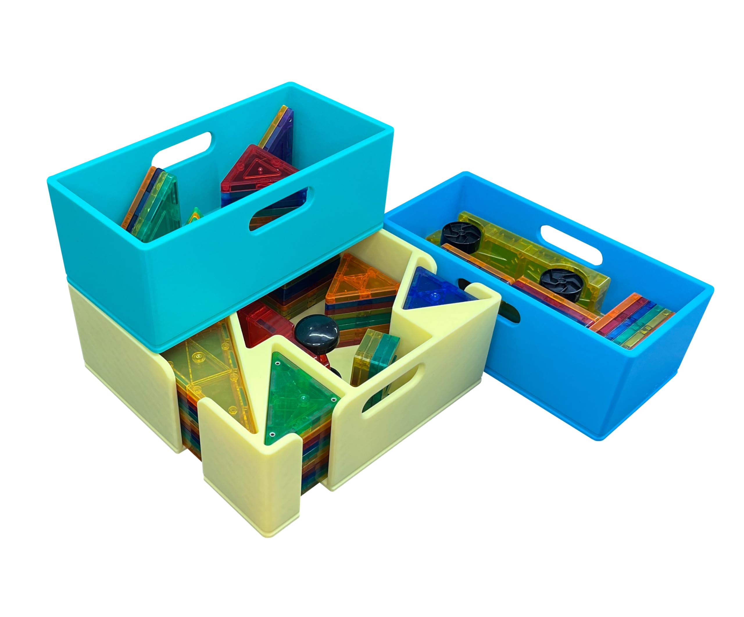 TILE TOWER Magnetic Tile Storage - Starter Stack, Storage System, Standard Sorter with (2) Half Buckets, Organizer, Bin, Kids, Toys (Pastel 1)