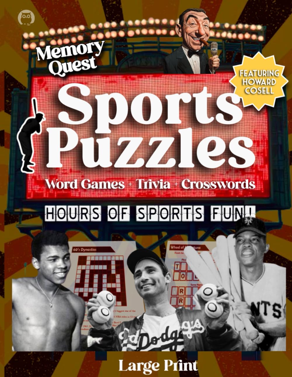 Memory Quest Sports Puzzles: Word Games, Trivia, Crosswords & Brain Boosters: Large Print Activity Book For Adults & Seniors