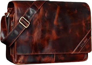 STILORD 'Nick' Borsa messenger uomo donna in pelle stile Vintage Tracolla in vero cuoio Portadocumenti per PC, A4 per università ufficio e lavoro