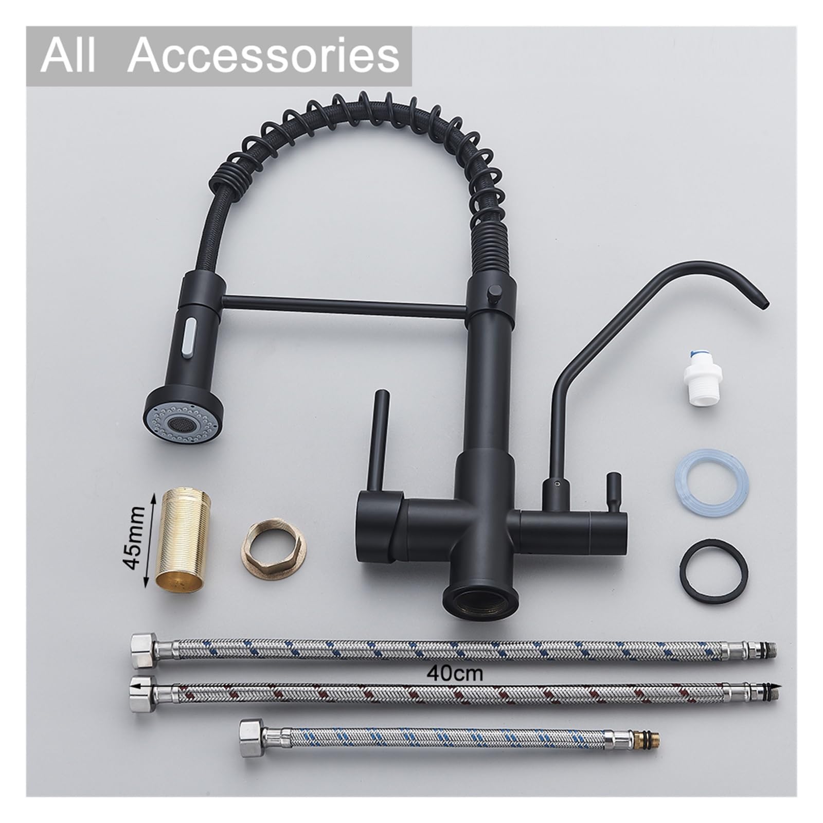 Kran z filtrem Matte Pure, uchwyt do kranu, ciepła i zimna woda pitna, wyciągana bateria kuchenna, oczyszczanie, szczotkowany nikiel aA, szczotkowany nikiel aA，Brushed Nickel a-A，Brushed Nickel a-A
