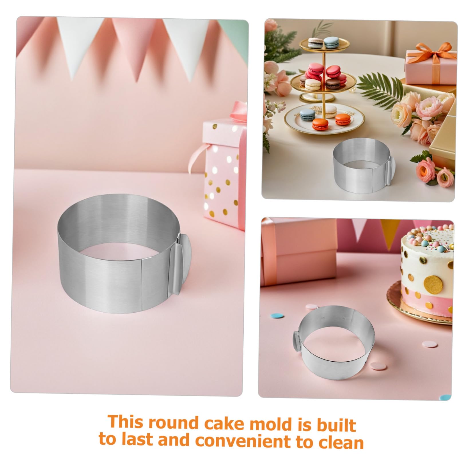 2 Stück Einstellbarer Edelstahl Tortenring Mousse Kuchenform Backform Rund Langlebig Stabil Leicht zu Reinigen für Mousse Tiramisu Dessert Kreative Tortenzubereitung