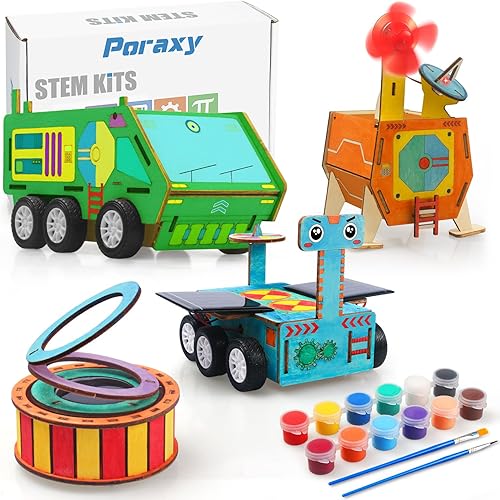 Kits STEM, 4 juegos de proyectos STEM para niños de 8 a 12 años, juguetes para niños de 8 a 10 años, rompecabezas de madera 3D, arte y manualidades,