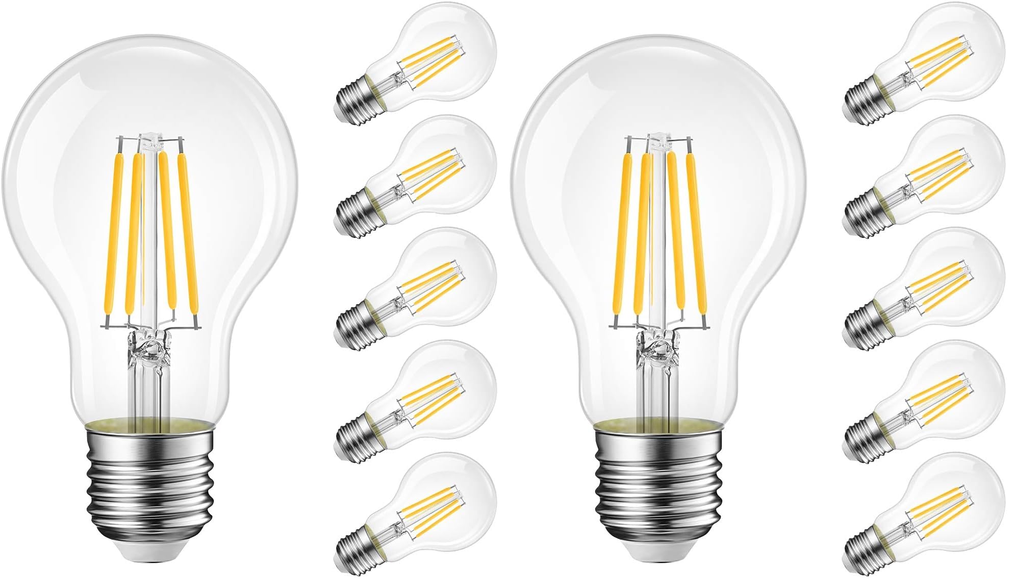 LVWIT 6 Unidades E27 Bombillas Filamento A60 LED Retro Vintage - 11W Equivalente a 100W, 1521 Lúmenes, Color Blanco Cálido 2700K, El Ángulo del Haz de 300°. No Regulable. (Paquete de 2)