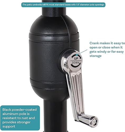 Miniatura 93 de Sunnydaze Sombrilla de patio al aire libre de 7.5 pies, sombrilla de poliéster con botón de inclinación y manivela, 8 varillas resistentes, color