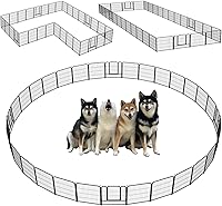 Vista 21 de Corralito portátil para perros, valla de ejercicio de metal resistente para mascotas, corral para interiores y exteriores, corral para mascotas