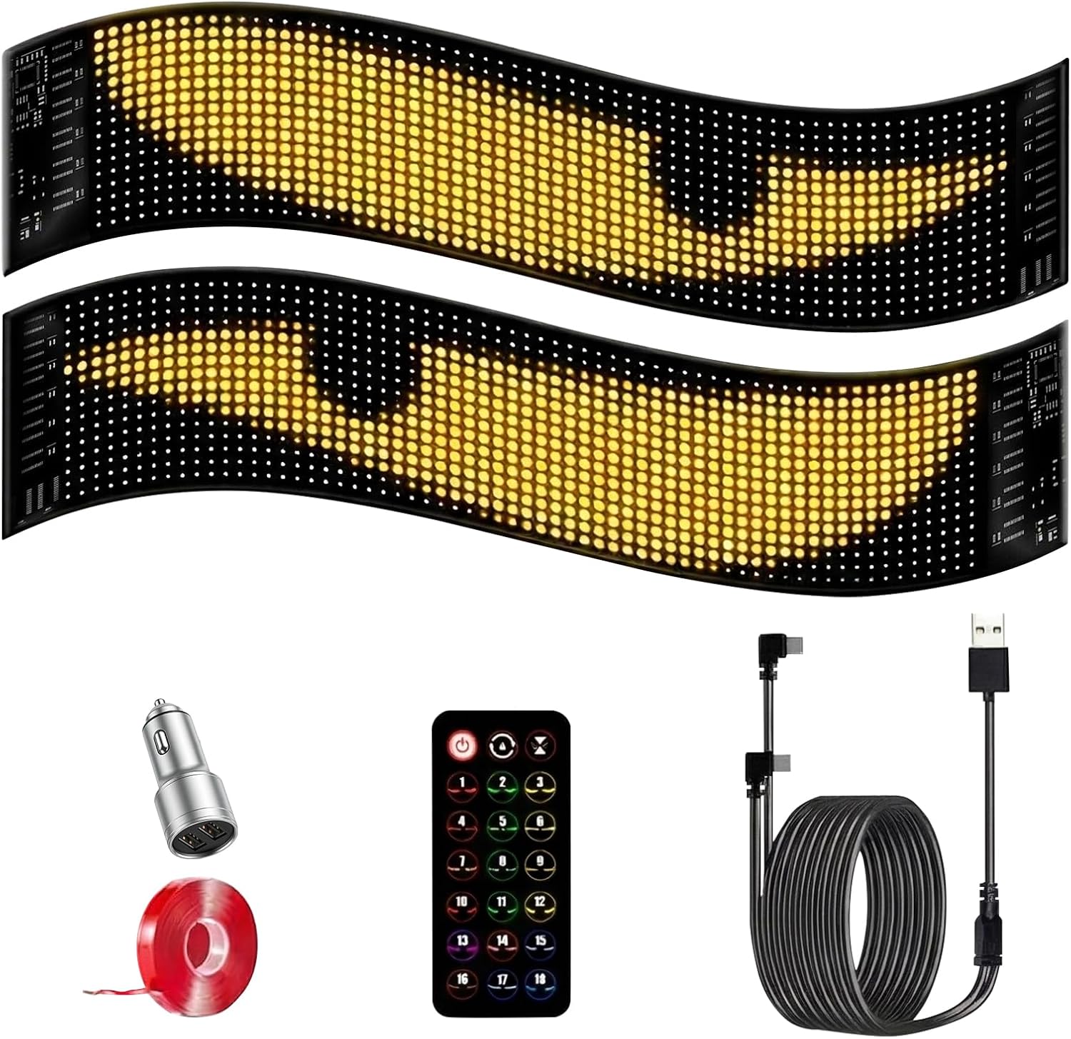 2er Devil Eyes - Flexible LED Augen für LKW 37 × 9 cm/14.72" × 3.62", Led Anzeige Programmierbar, IP65 Wasserdicht Personalisiert Leuchtschild für Auto & LKW Fahrzeugfenster Partys Kommerzielle