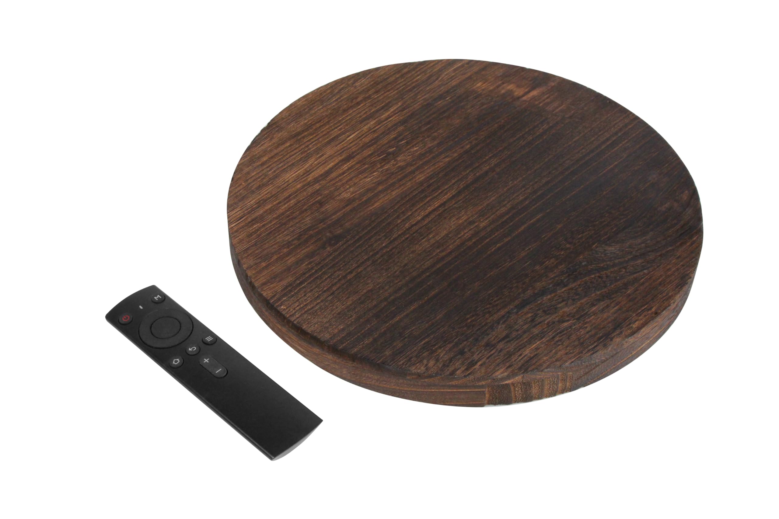 Round Serving Tray 12" - Rustic Wooden Decorative Table Tray for Farmhouse Coffee Table Trays Living Room Kitchen Counter Breakfast Brown