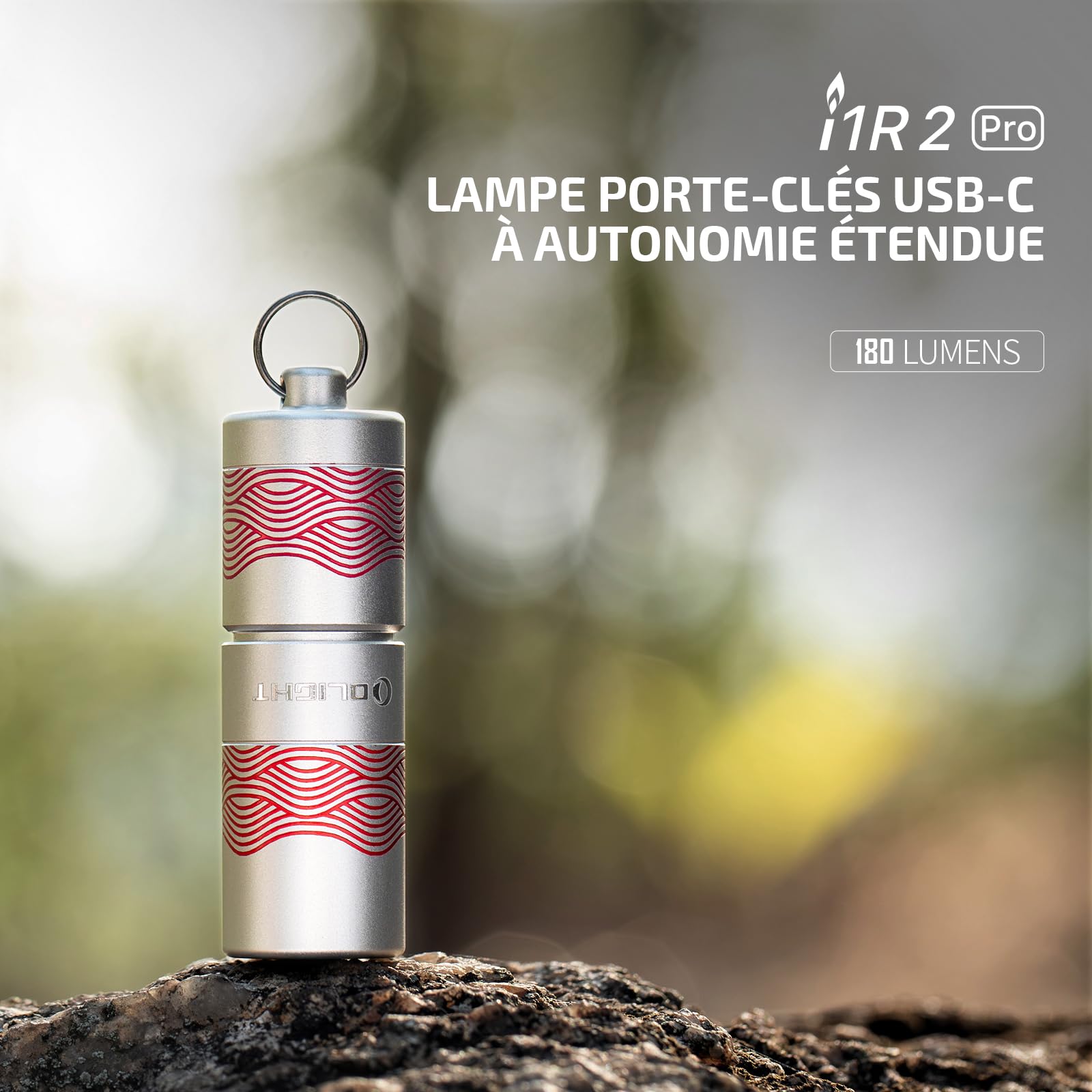 OLIGHT I1R2 PRO Mini Torche Porte-clés EDC Lampe de Poche LED Rechargeable par Type-C USB Câble 180 Lumens