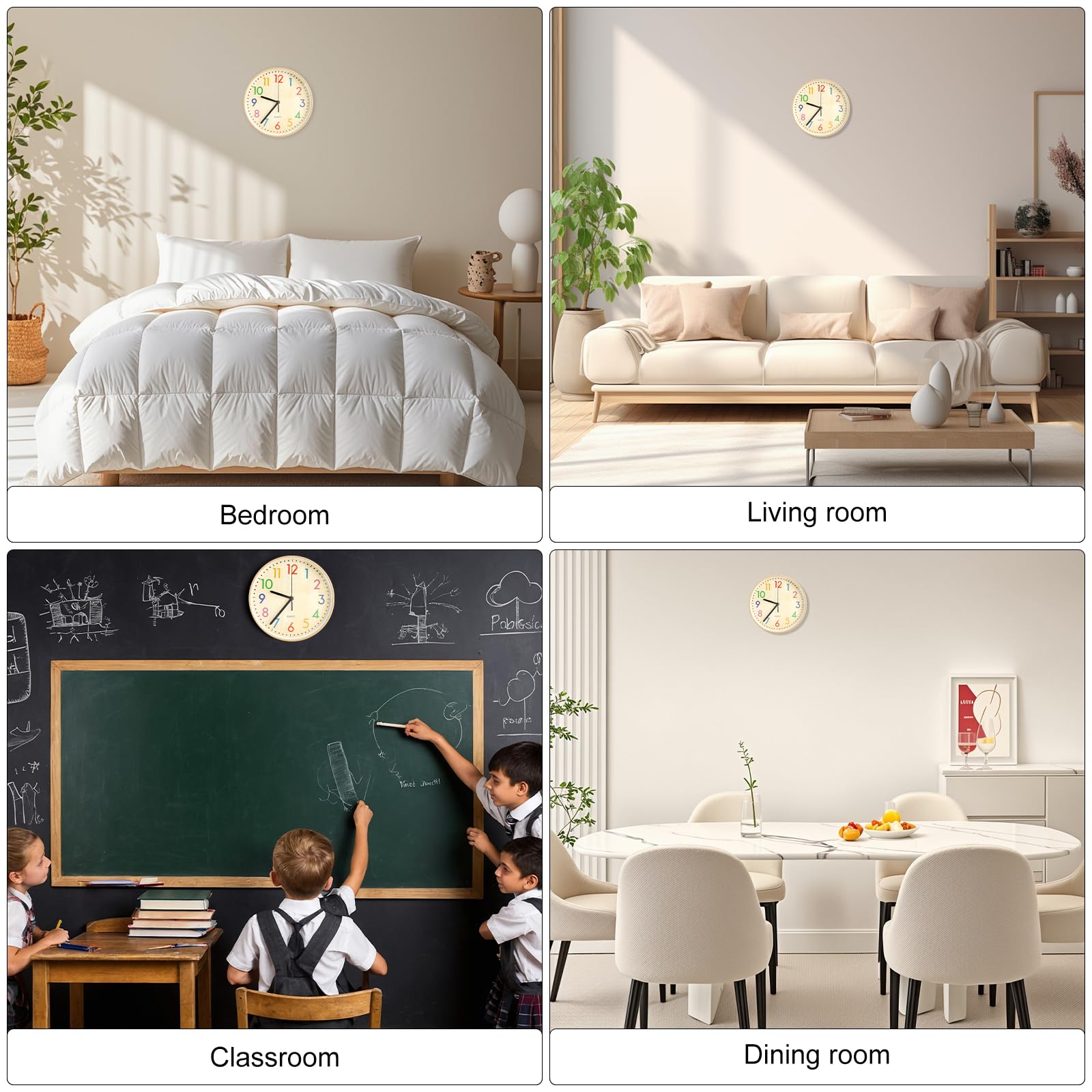 VOSSOT Horloge Murale Silencieuse 8 Pouces Bois Quartz 20 cm