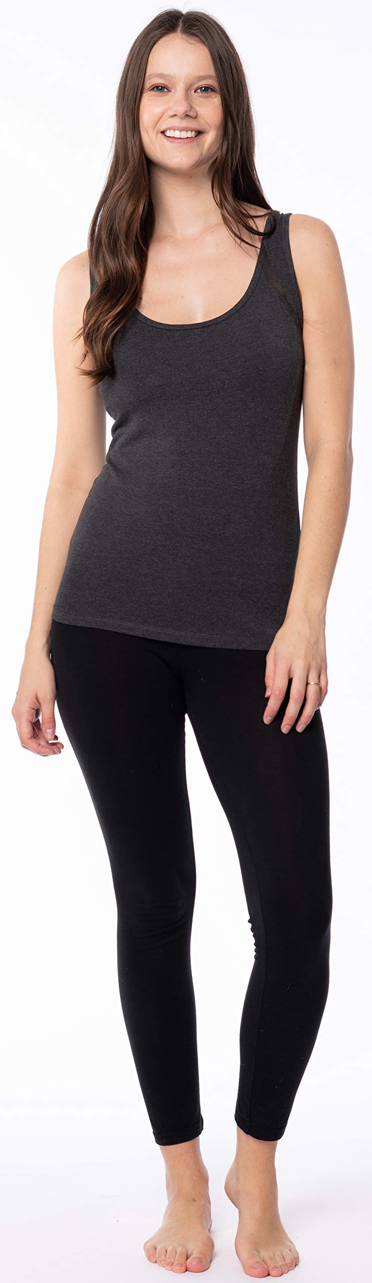 Sexy Basics Camiseta sin mangas de algodón elástica para mujer, varios paquetes y colores