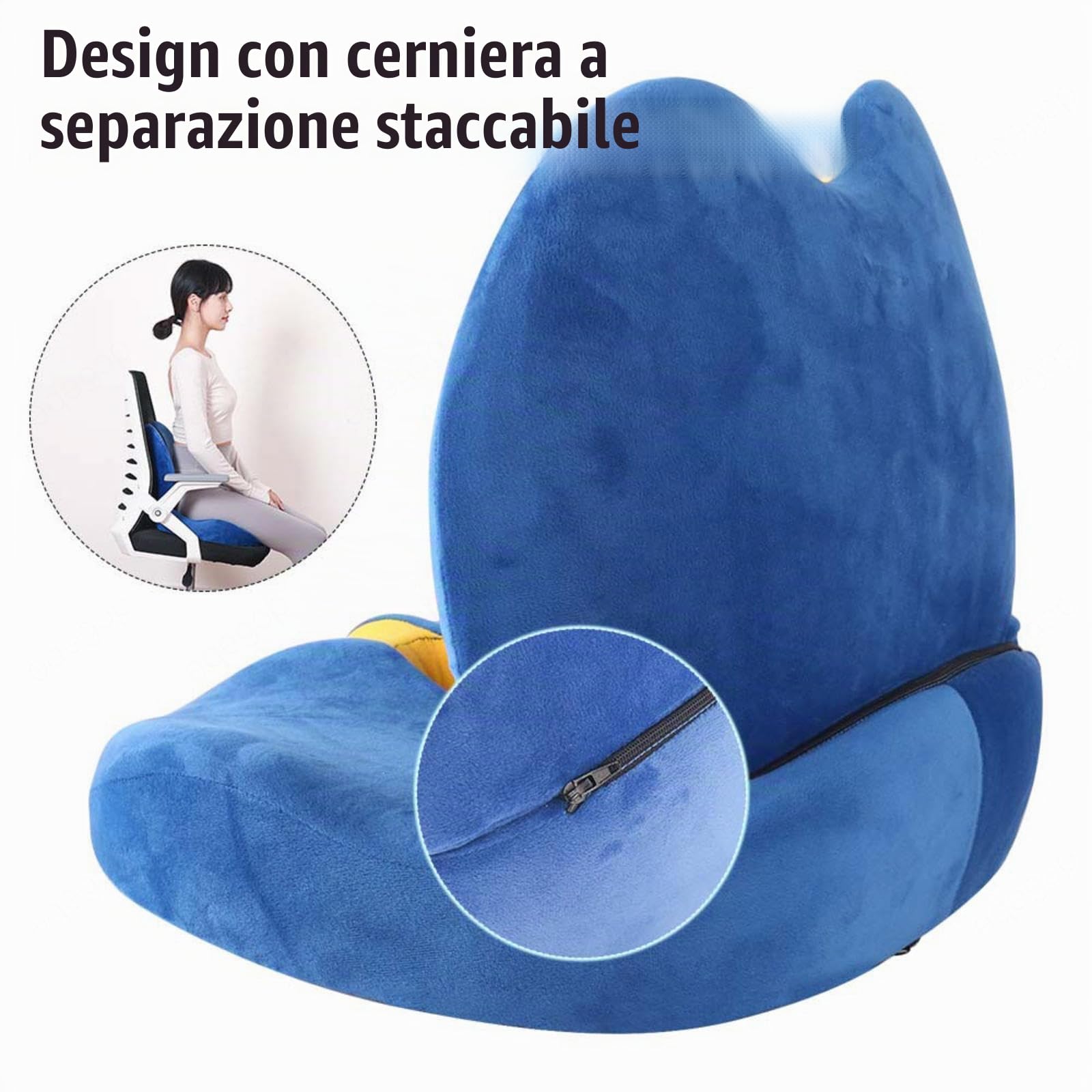 Cuscino per Coccige Ortopedico, (Cuscino da Seduta+Cuscino Lombare) Supporto per Fianchi E Vita,Staccabile, Traspirante,Antistress, Cuscini Sedia Gaming, per Dolore al Coccige, Sciatica,Grey