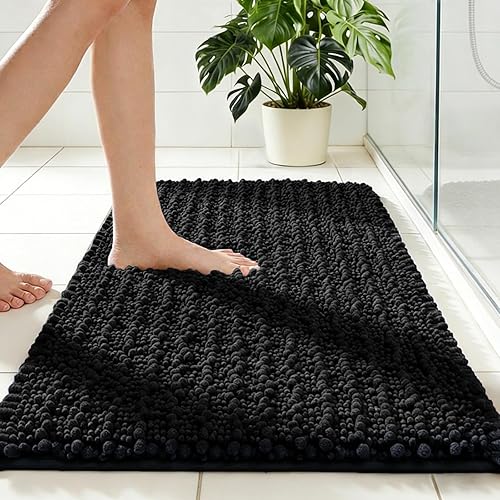 Miniatura 11 de Alfombra de baño pequeña, antideslizante, lavable, color azul marino, de 17 x 24 pulgadas, súper absorbente, suave, alfombra de baño de felpilla