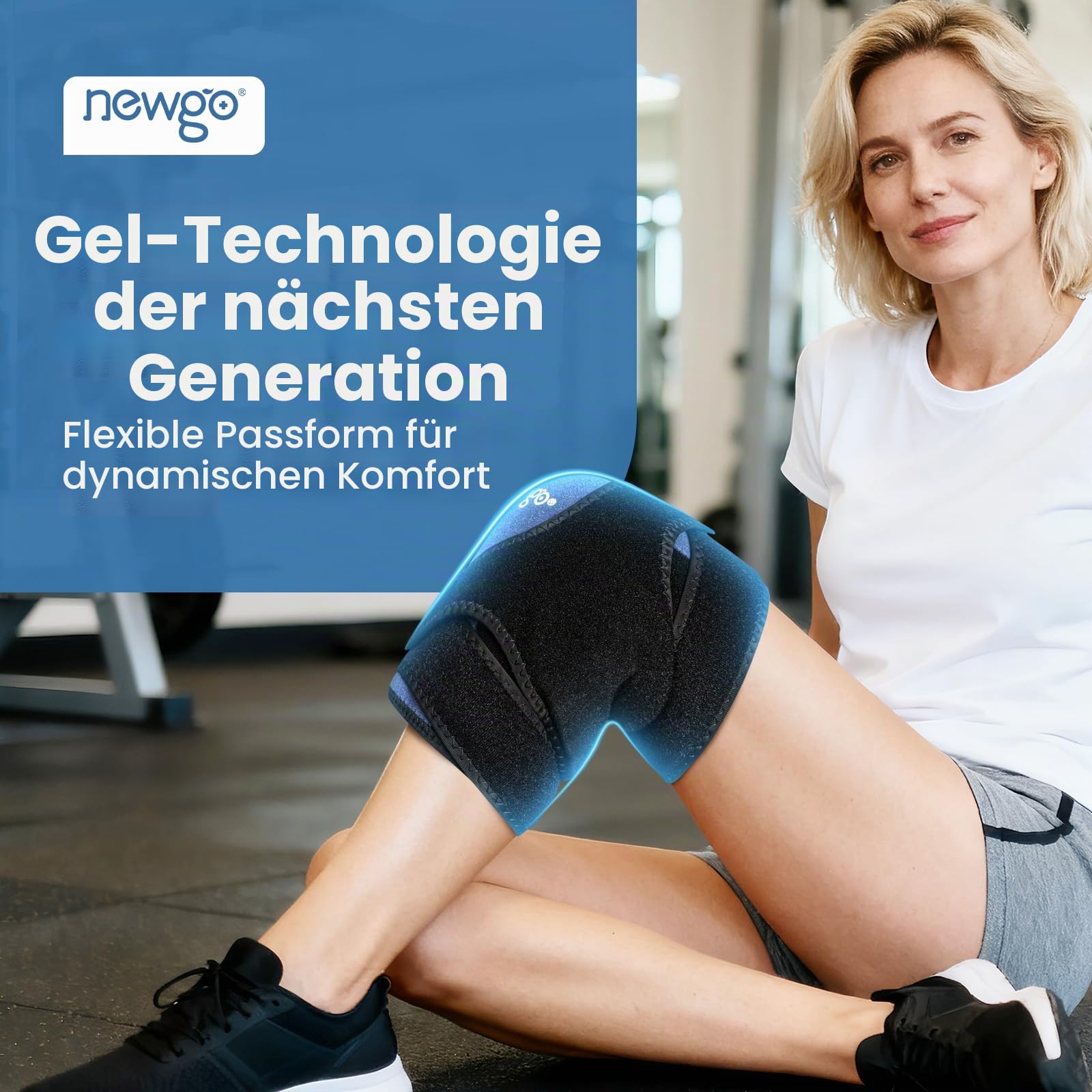 NEWGO Knee kühlkompresse knie, Wiederverwendbare kühlbandage knie, Gel kühlende Kniebandage bei Schmerzen, Schwellungen, Arthritis, Meniskusriss & Sportverletzungen (1 Paar)