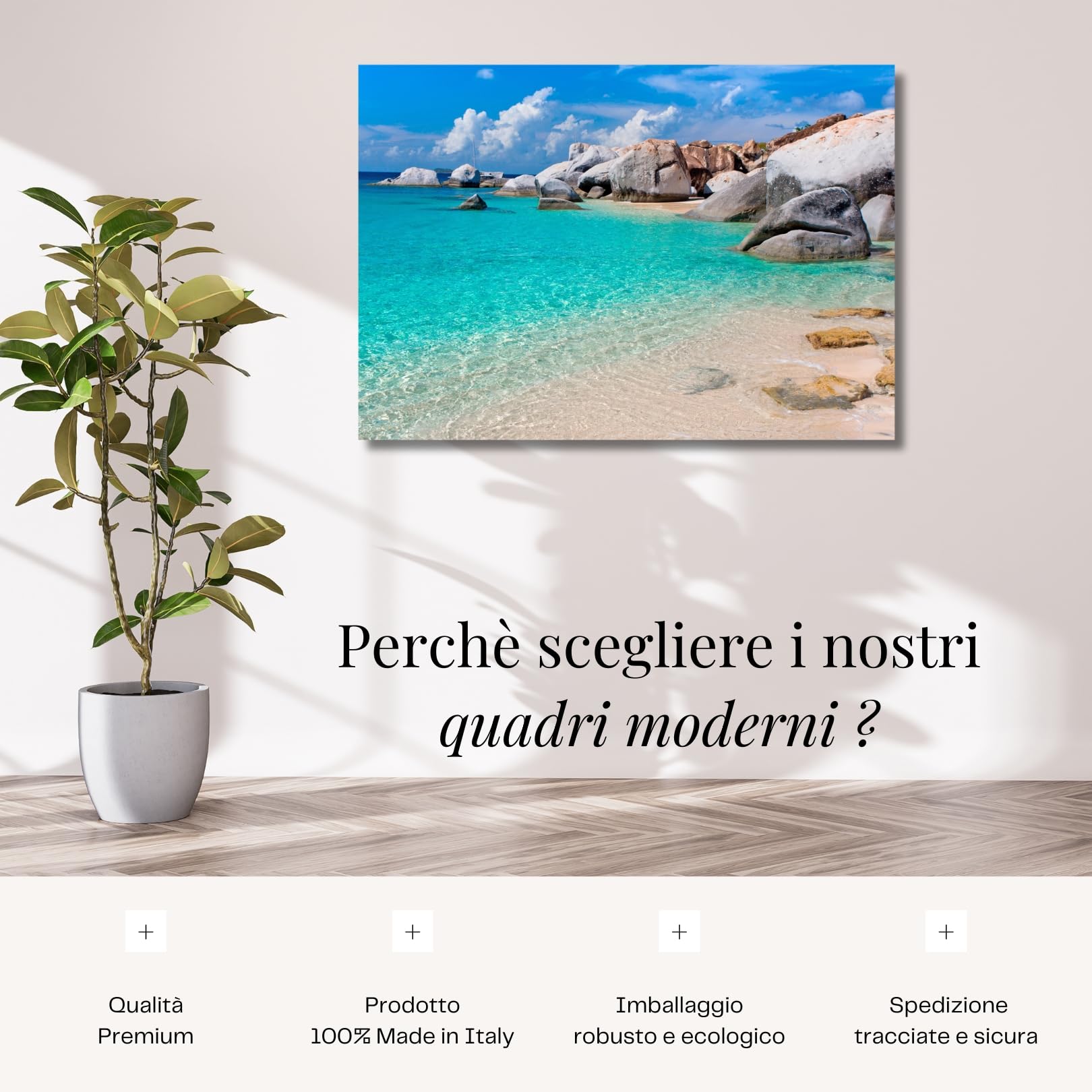 canvashop Quadro Moderno Mare Sardegna 140x70 cm | Soggiorno, Stampe da Parete, Camera da Letto, Tela Canvas, Grandi Dimensioni