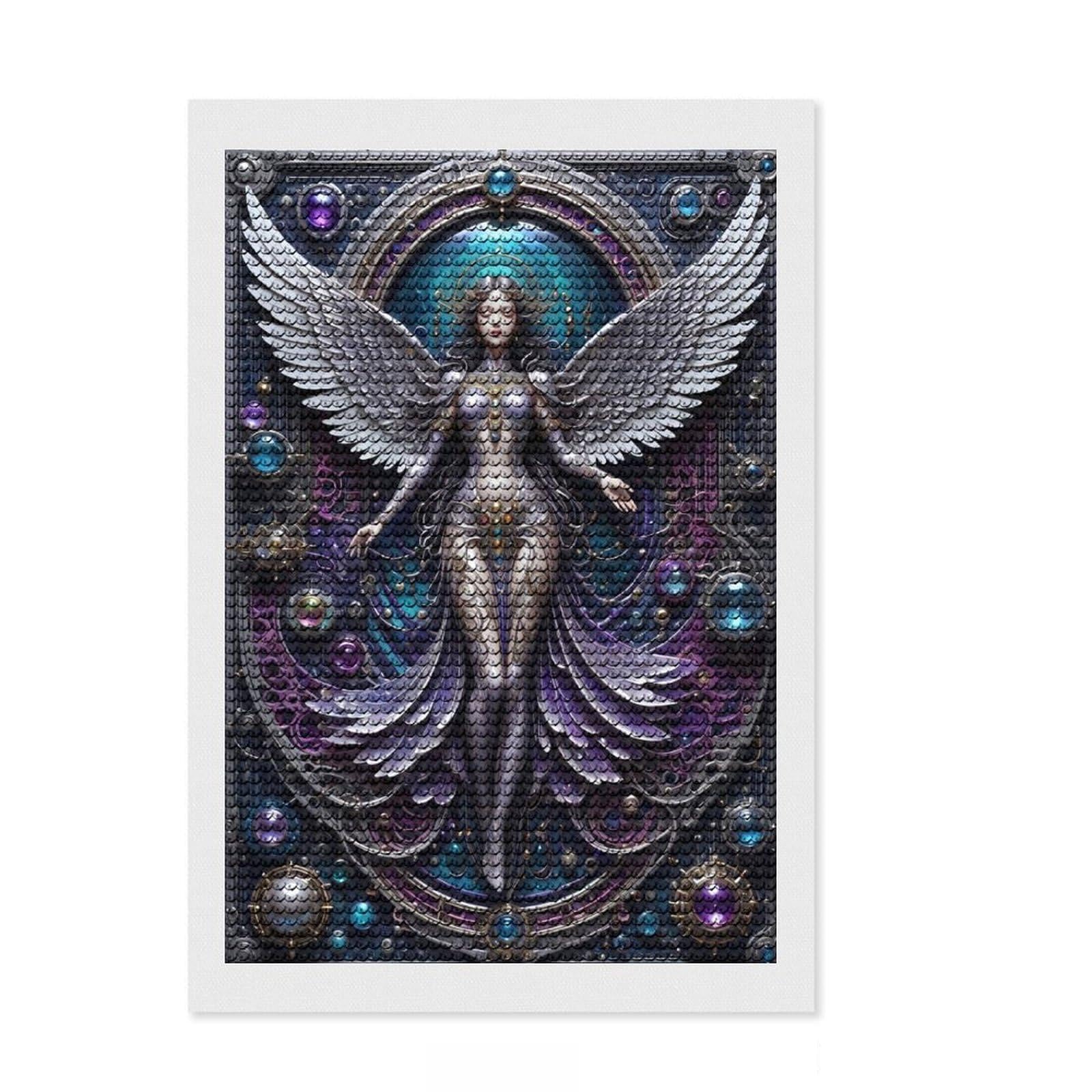 Junmoney Galactic Angel Steampunk Diamond Painting Kit 8"x12", for Women, Stress Relief Craft, Home Wall Decor, Thoughtful Handmade Gift