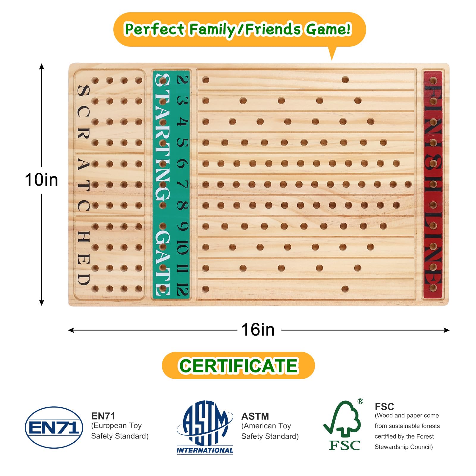 Horse Race Board Game, Thickened Wooden Chessboard with 11 Luxurious Durable Metal Horses - Image 3