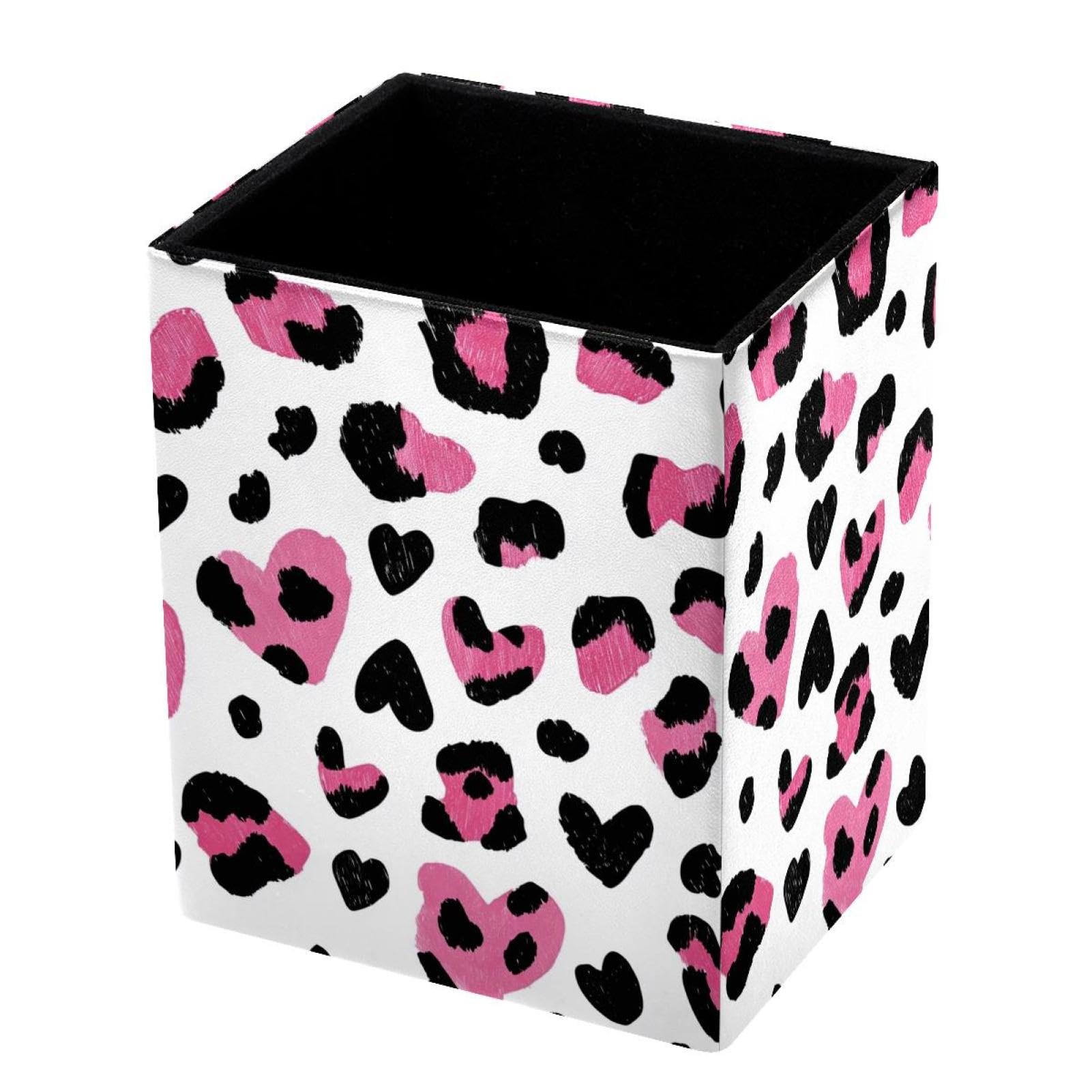 VAPOKF Pencil Holders for Desk, Leopard Printed Pen Holders Pen Pot Makeup Brushes Storage Desktop Stationery Supplies Organiser for Home Office