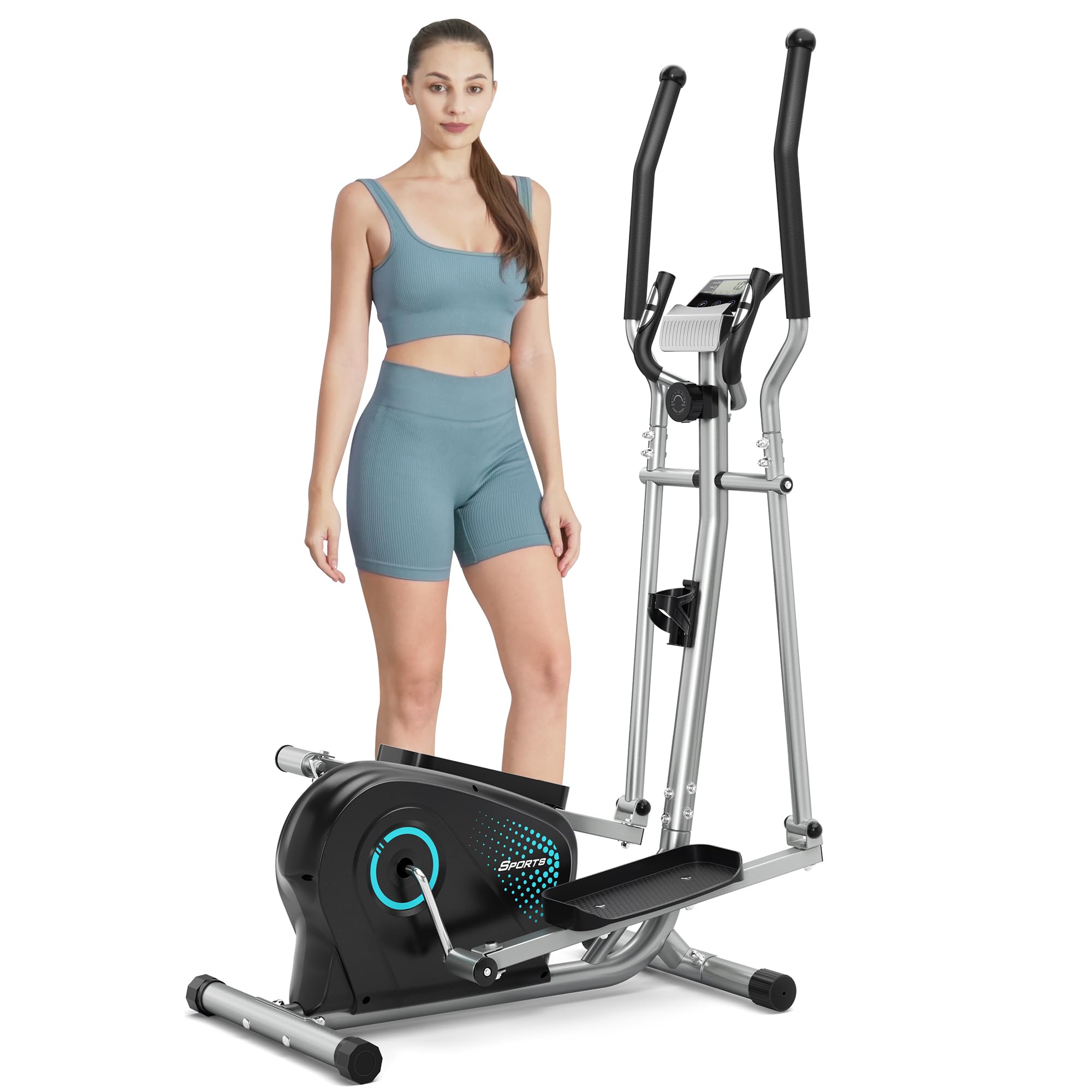 Dripex Velo Elliptique pour Maison, Vélo Elliptique Silencieux avec Volant d’Inertie 6 kg, 16 Niveaux de Résistance Réglables, Capteur de Pouls et Écran LCD, Appareil de Fitness Cardio