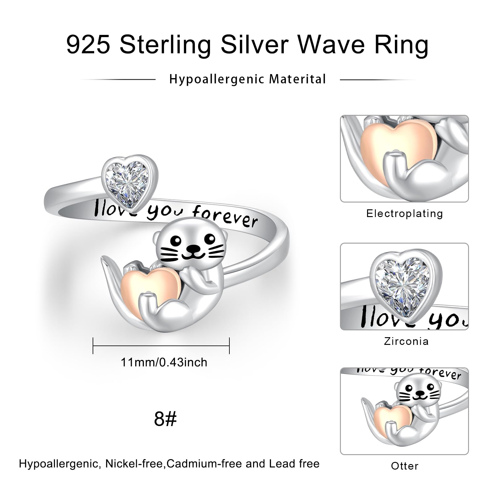 Luna/stella/girasole/farfalla da strega/lontra anello in argento sterling 925 prevenire le allergie anello regolabile gioielli d'argento regali per ragazze donne bambini…
