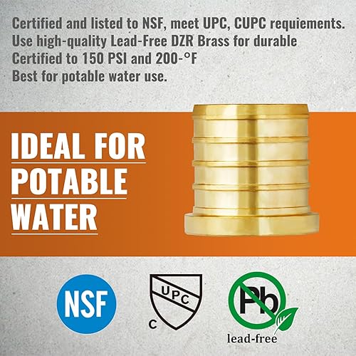 Miniatura 65 de SUNGATOR Paquete de 2 codos de oreja Pex de 1/2 pulgada, sin plomo de latón, accesorios Pex de 1/2 pulgada, certificado NSF