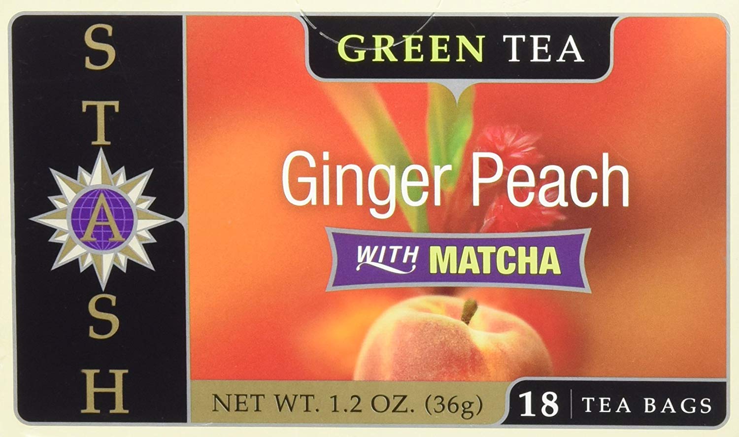 Stash Tea Ginger Peach Green Tea with Matcha 18 Count