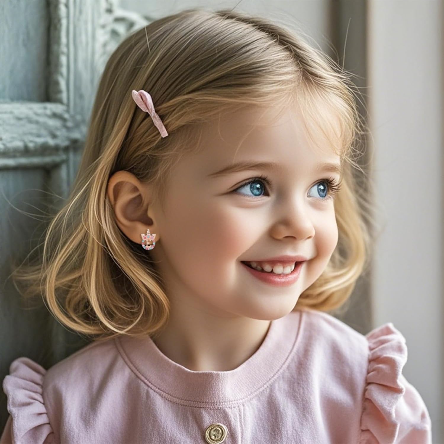 Cute Initial Unicorn Hypoallergenic Stud Earrings Rhinestone Initial Letter Stud Earrings for Girls Unicorns Jewelry Gifts for Kids - Image 8