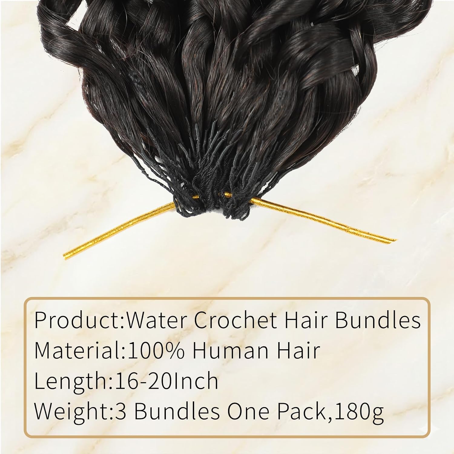 Curly Feather Crochet Human Hair 22 Inch 180g Pre-Separated Invisible Miracle Knots Crochet Hair Bundles Water Wave Curly Crochet Hair Extensions for Black Women Natural Color