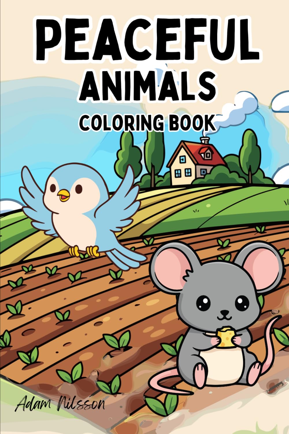 Peaceful Animals: Bold & Easy Coloring Book for Relaxation